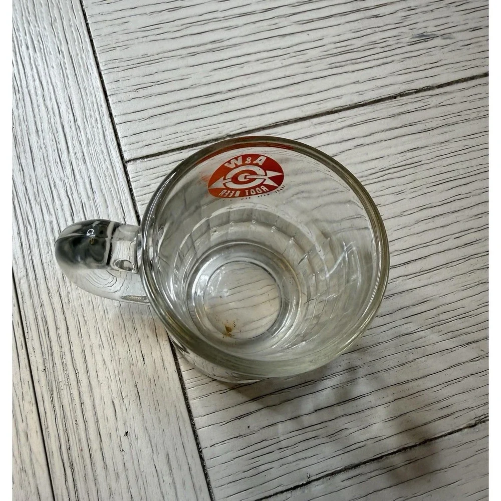 VTG A &W 1960s Root Beer Heavy Clear Glass‎ Mini Mug Arrow Bullseye Logo 3.25